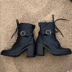 Black Lace-Up Ankle Boots